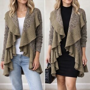 Ryu Olive Layered Knit Cardigan